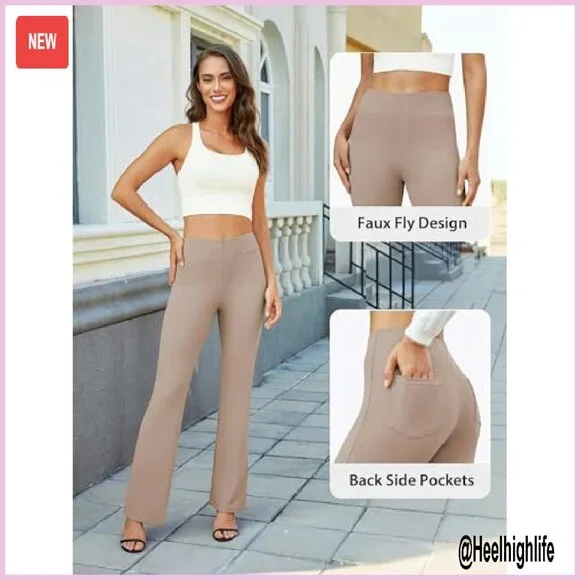 Stretchy Bootcut Dress Pants High Waist Work Office Slacks